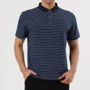 Ben Hagen Men's Size Large Navy Blue‎ Striped Polo